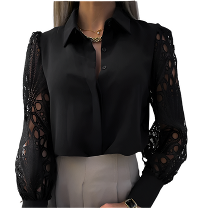 Blouse Femme Délicate Dentelle Boutons - BlxckFR