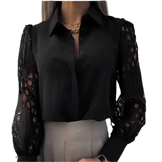 Blouse Femme Délicate Dentelle Boutons - BlxckFR