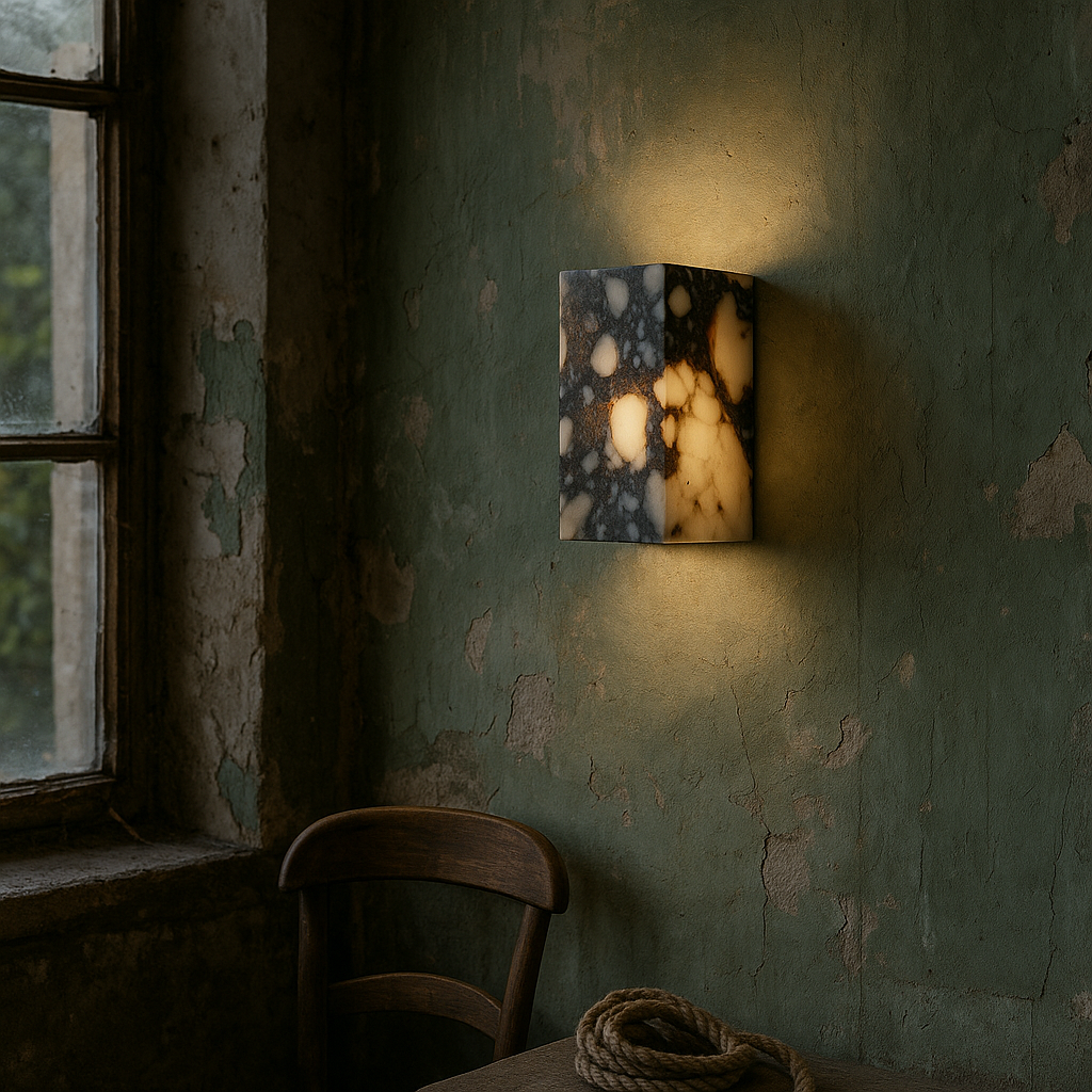 Lampe Murale Cube Marbre Élégant Déco Moderne