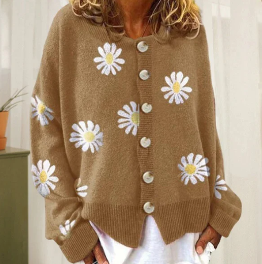 Cardigan en maille Fleur Décontracté - BlxckFR