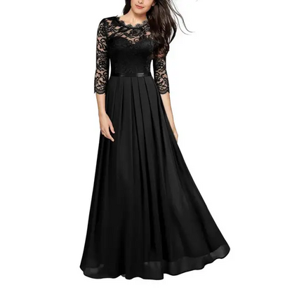 Robe Longue Chic Dentelle Féminine