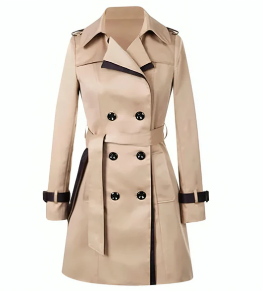Imperméable Chic à Capuchon avec Bordures Côniques - BlxckFR