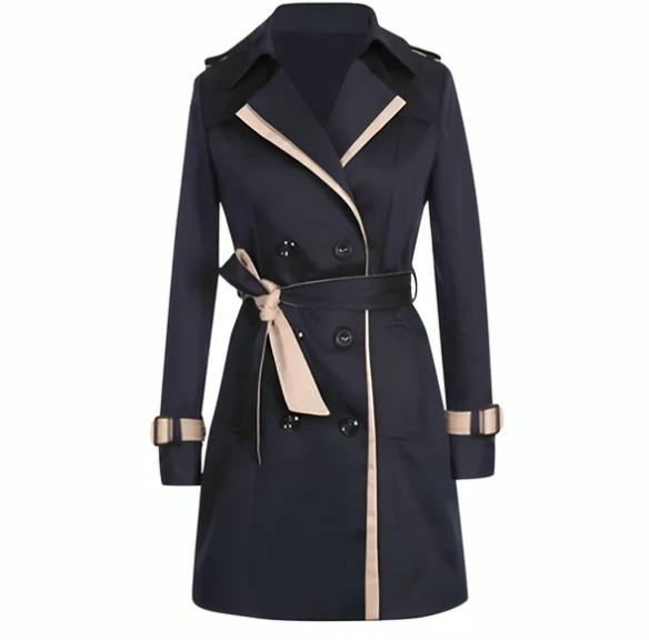 Imperméable Chic à Capuchon avec Bordures Côniques