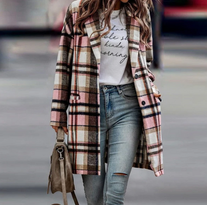 Manteau Élégant à Carreaux Féminin