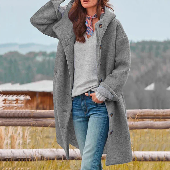Cardigan femme long douillet à capuche