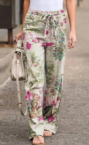 Pantalon décontracté fleuri tendance
