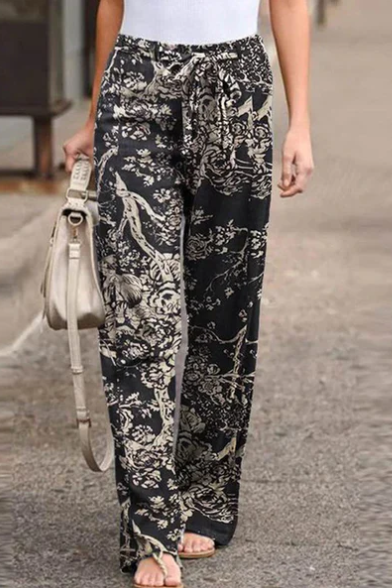Pantalon décontracté fleuri tendance