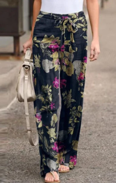 Pantalon décontracté fleuri tendance