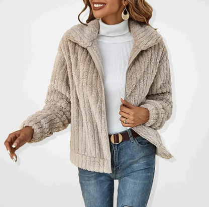 Veste polaire douce en faux fourrure marron