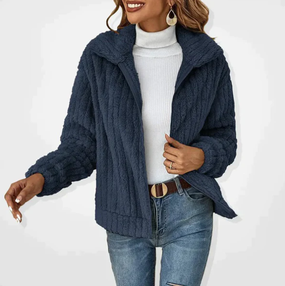 Veste polaire douce en faux fourrure marron