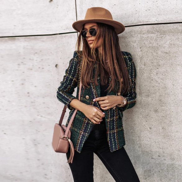 Veste en carreaux Élégante Féminine