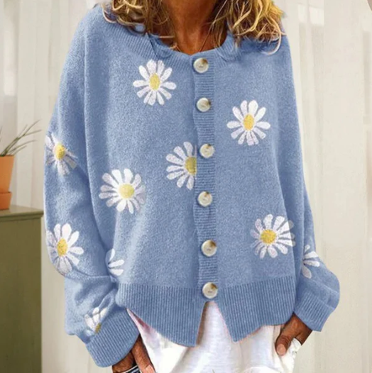 Cardigan en maille Fleur Décontracté