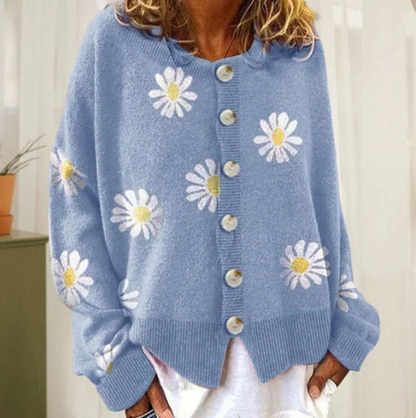 Cardigan en maille Fleur Décontracté