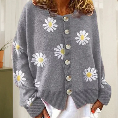 Cardigan en maille Fleur Décontracté