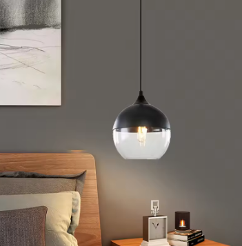 Lampe Industrielle Élégante en Métal et Verre