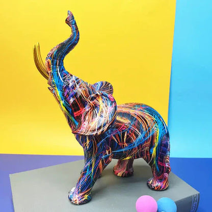 Sculpture d'Éléphant Colorée Décorative 1