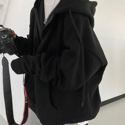 Veste à capuche oversize zippée poches unies tendance