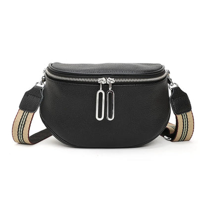 grand sac banane cuir végétal, bandoulière motif - Alice