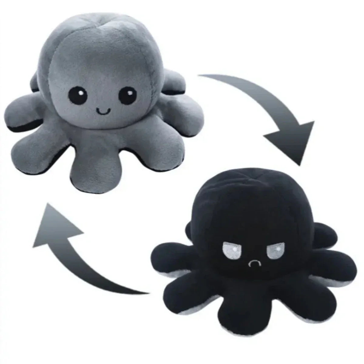 Je pense que vous voulez une traduction et une réécriture en français pour e-commerce. Voici le résultat :

 Peluche Octopus Réversible - 2 Visages Émotifs