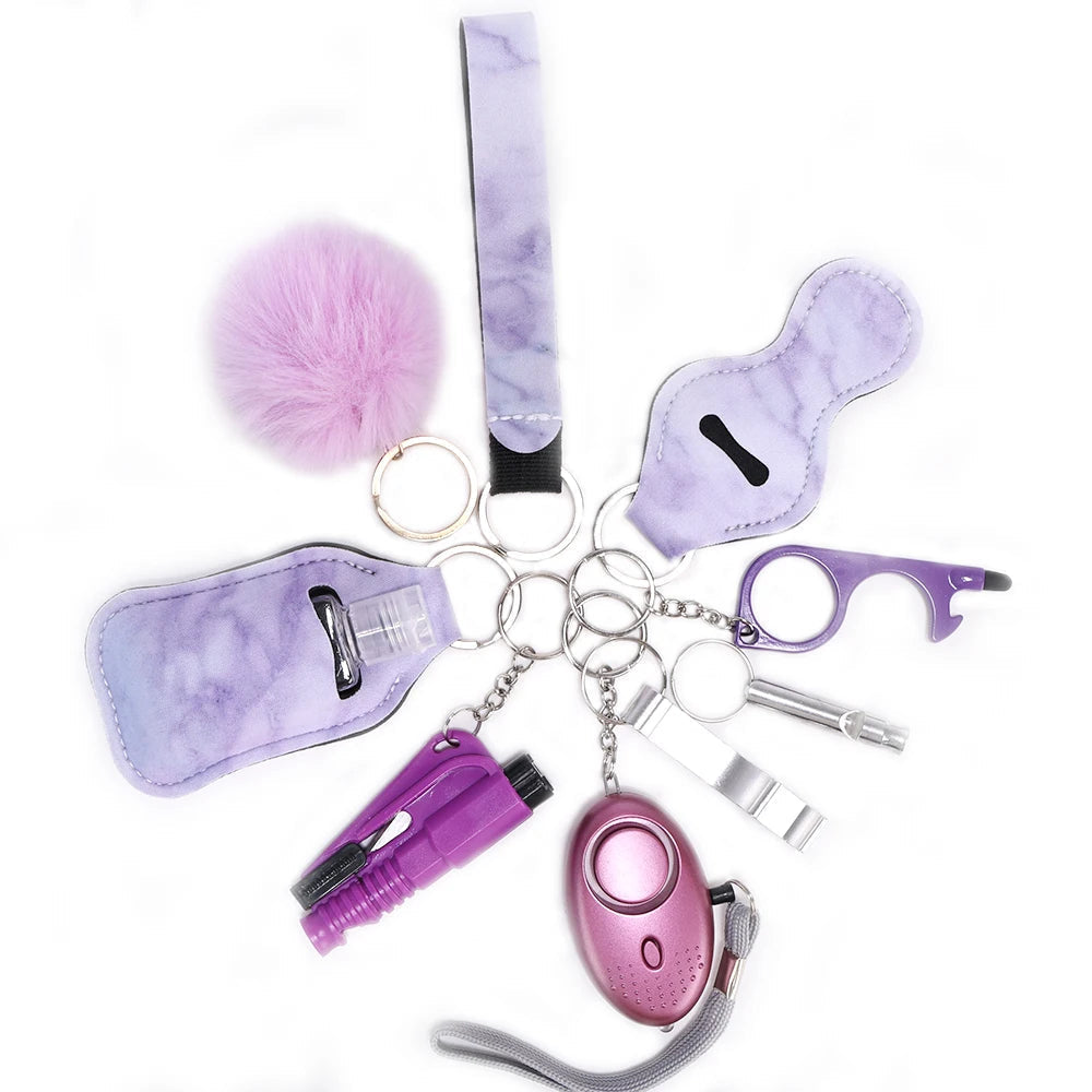 Kit d'Autodéfense Féminine - Alarme Personnelle avec Lampe LED, Casseur de Vitre et Outils de Sécurité