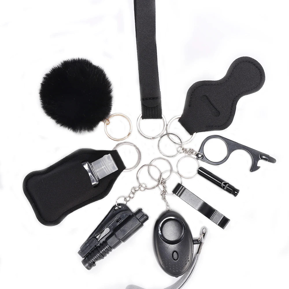 Kit d'Autodéfense Féminine - Alarme Personnelle avec Lampe LED, Casseur de Vitre et Outils de Sécurité