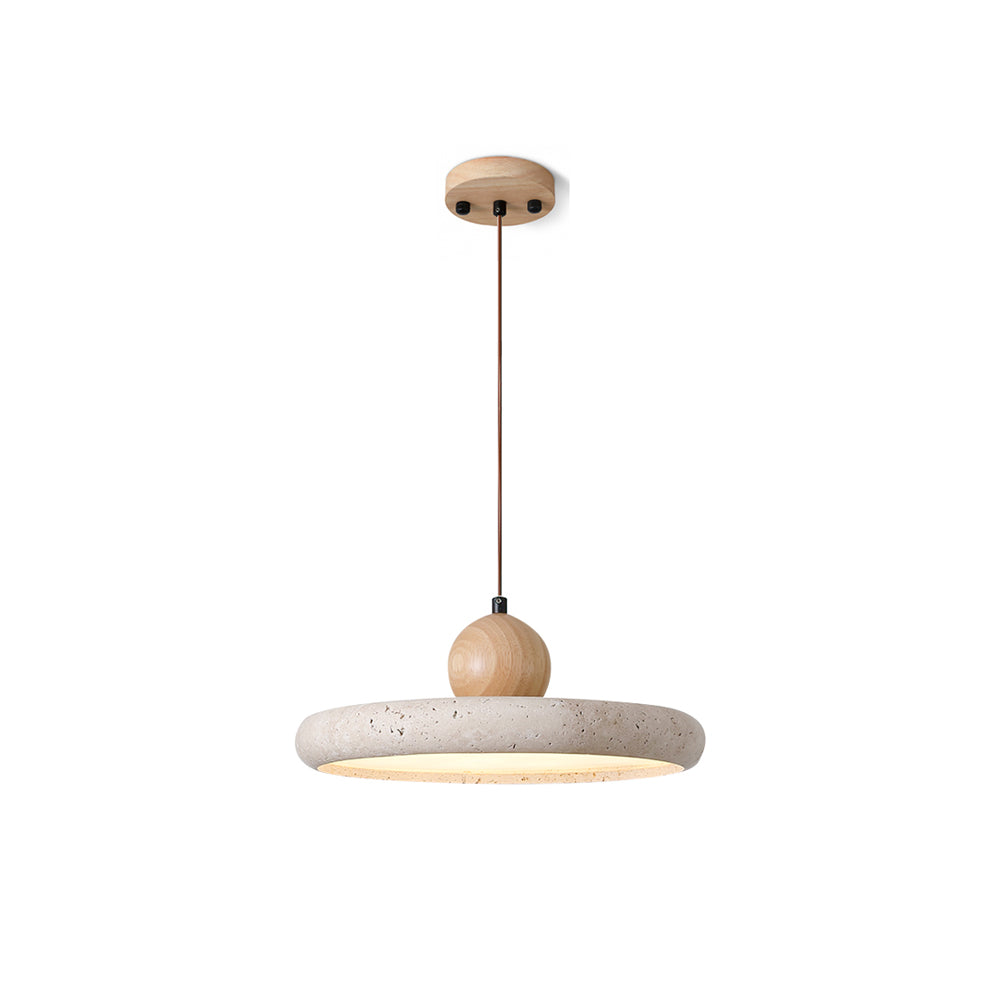 Suspension Luminaire Bois et Pierre Design Naturel Style Suspendu