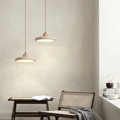 Suspension Luminaire Bois et Pierre Design Naturel Style Suspendu
