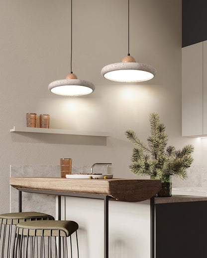 Suspension Luminaire Bois et Pierre Design Naturel Style Suspendu