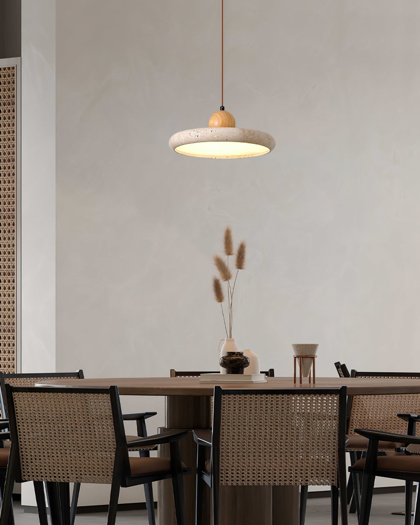 Suspension Luminaire Bois et Pierre Design Naturel Style Suspendu