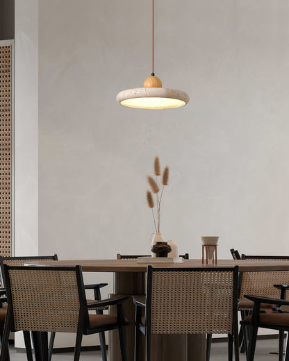 Suspension Luminaire Bois et Pierre Design Naturel Style Suspendu