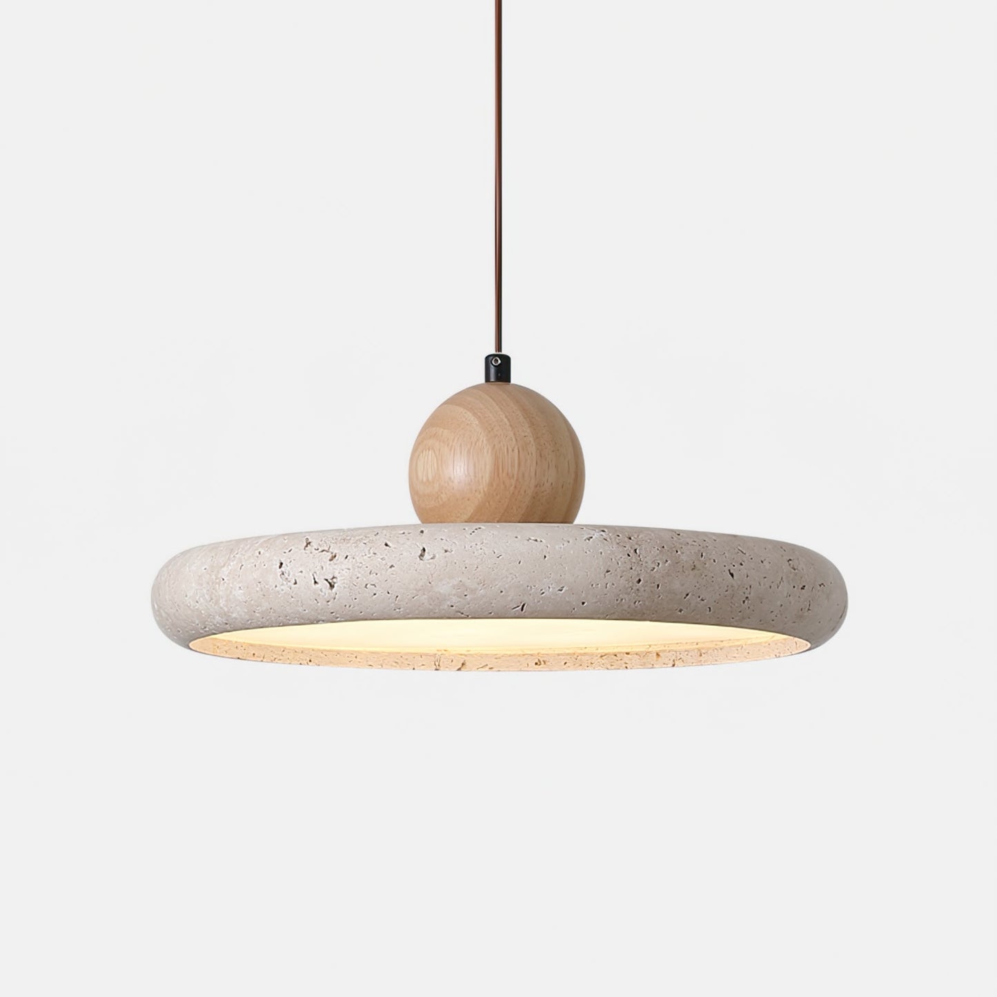Suspension Luminaire Bois et Pierre Design Naturel Style Suspendu