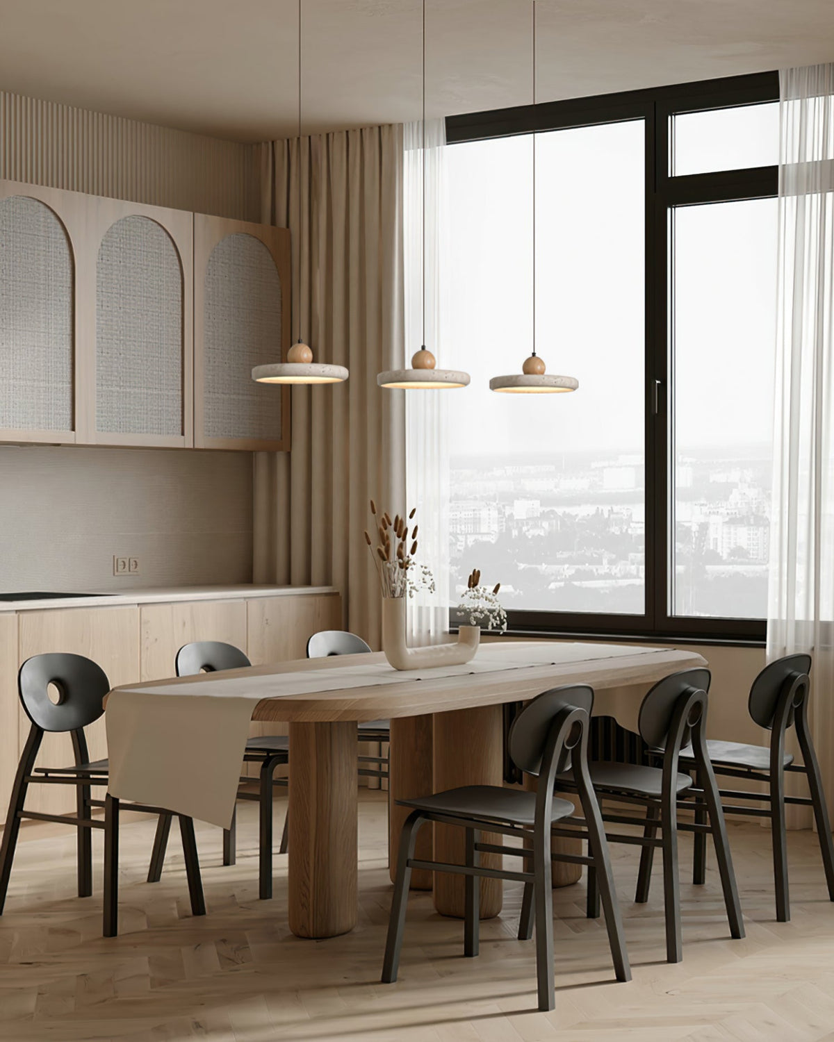 Suspension Luminaire Bois et Pierre Design Naturel Style Suspendu