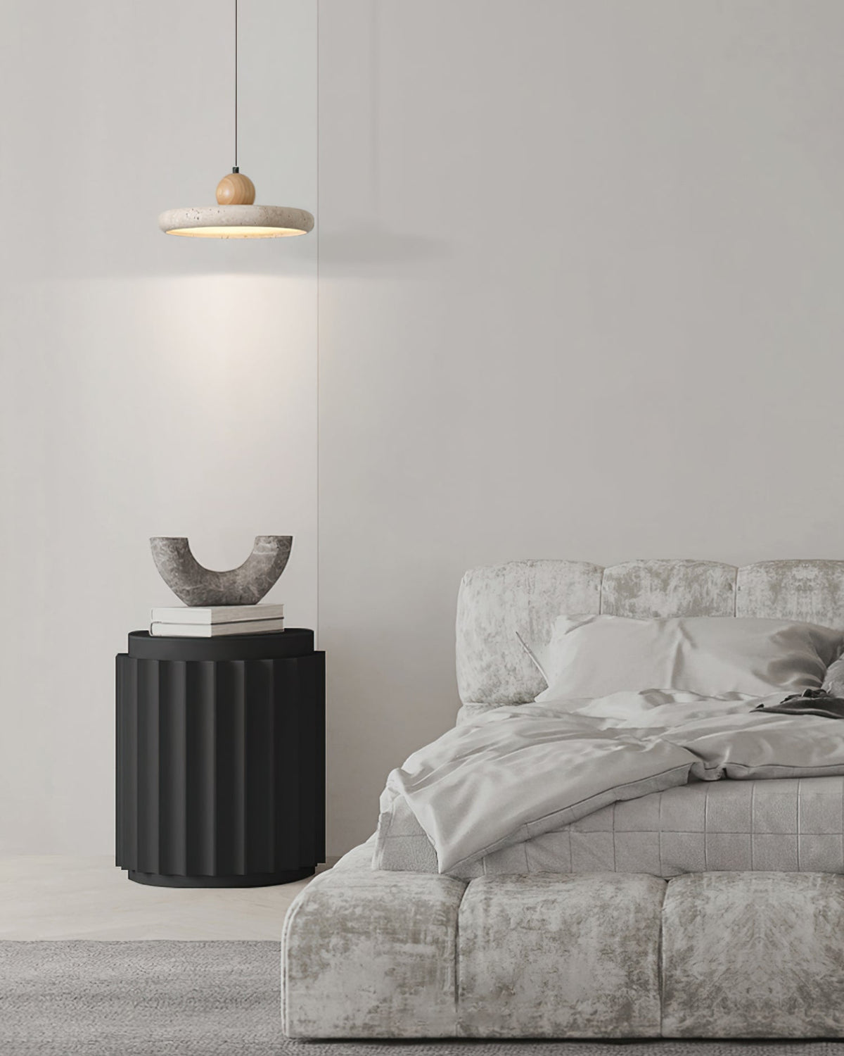 Suspension Luminaire Bois et Pierre Design Naturel Style Suspendu