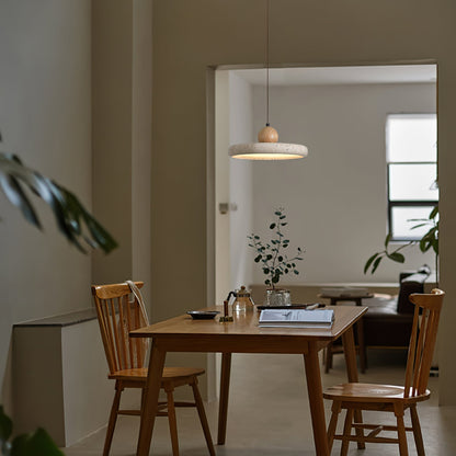 Suspension Luminaire Bois et Pierre Design Naturel Style Suspendu