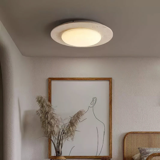 Lampe Plafond Design Bois et Pierre Naturelle - Foivo