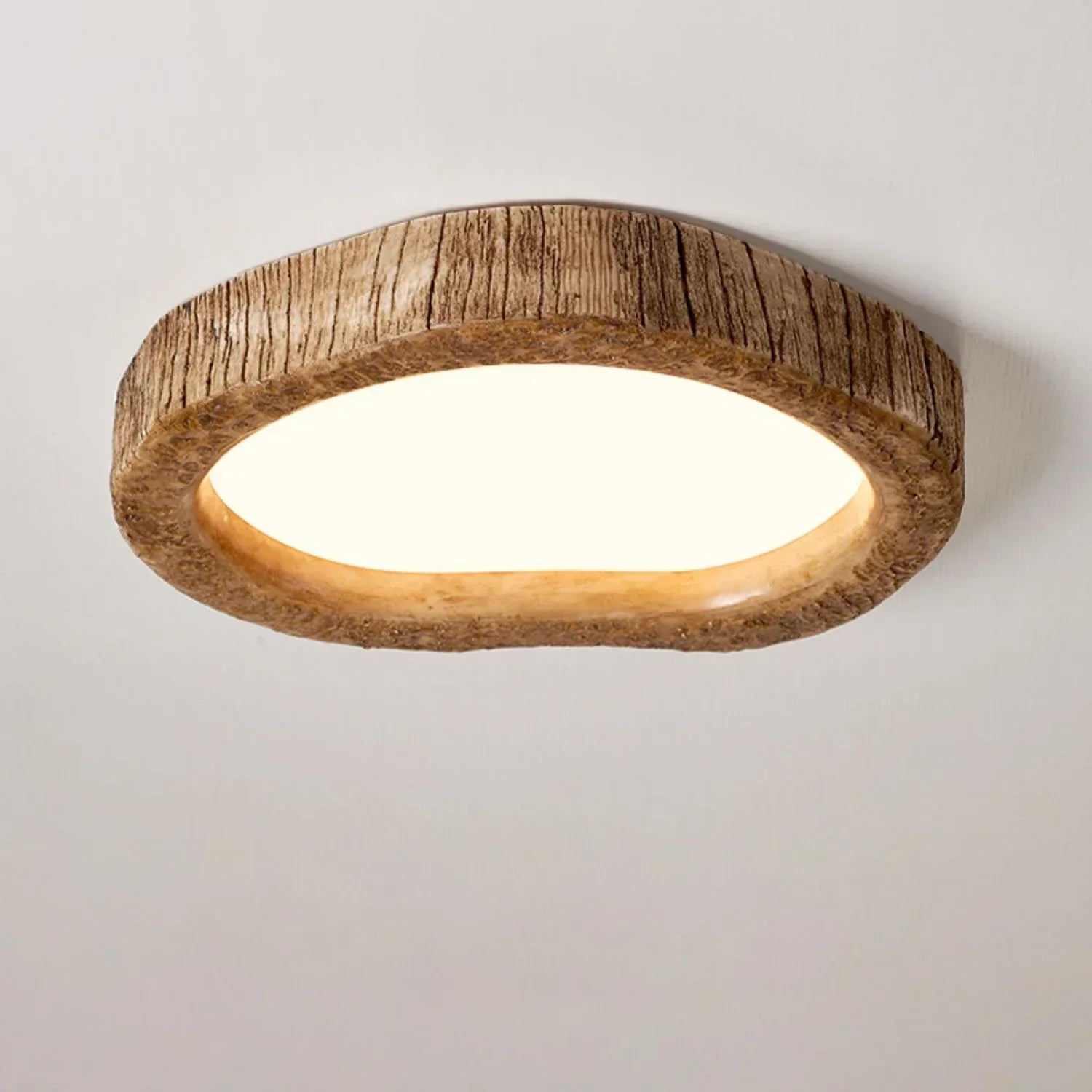 Lampe Plafond LED Bois Chic – Éclairage Doux & Déco Rustique - Foivo