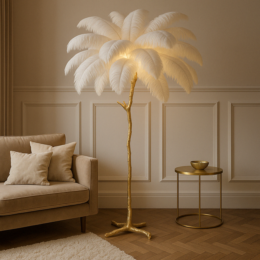 Lampe de Sol Élégante à Plumes - Foivo