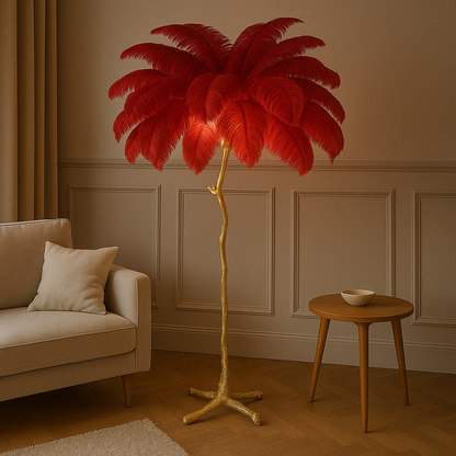 Lampe de Sol Élégante à Plumes