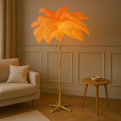 Lampe de Sol Élégante à Plumes