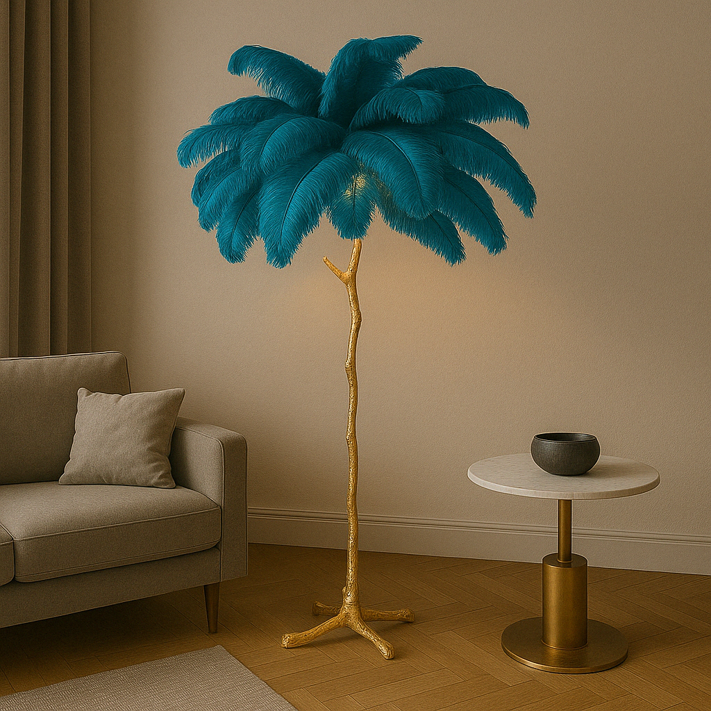 Lampe de Sol Élégante à Plumes