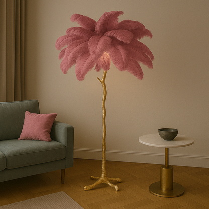 Lampe de Sol Élégante à Plumes