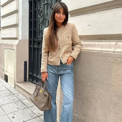 Veste Femme Élégante Taille Courte - Tendance Automne Chic - Foivo