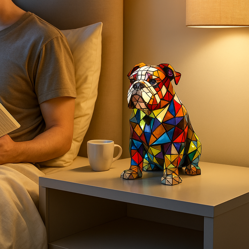 Lampe Vitrail Chien Décoration Moderne Lumière de Table - BlxckFR