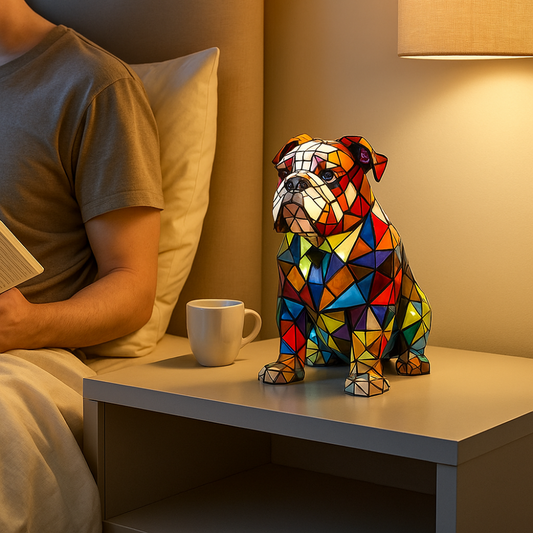 Lampe Vitrail Chien Décoration Moderne Lumière de Table - BlxckFR