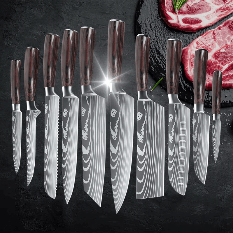 Set de Couteaux de Cuisine Unisexe Acier Inoxydable Professionnel