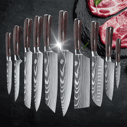 Set de Couteaux de Cuisine Unisexe Acier Inoxydable Professionnel