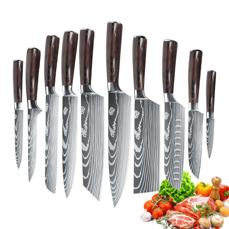 Set de Couteaux de Cuisine Unisexe Acier Inoxydable Professionnel
