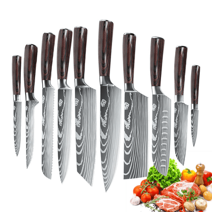Set de Couteaux de Cuisine Unisexe Acier Inoxydable Professionnel