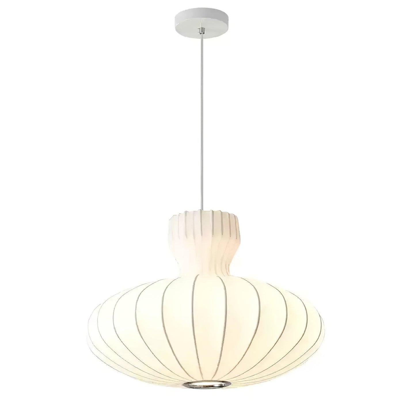 Lampe Suspendue Élégante en Soie et Métal Antique