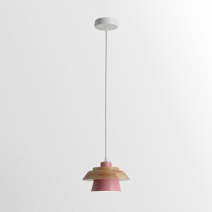 Lustre Bois Rustique et Pierre Naturelle